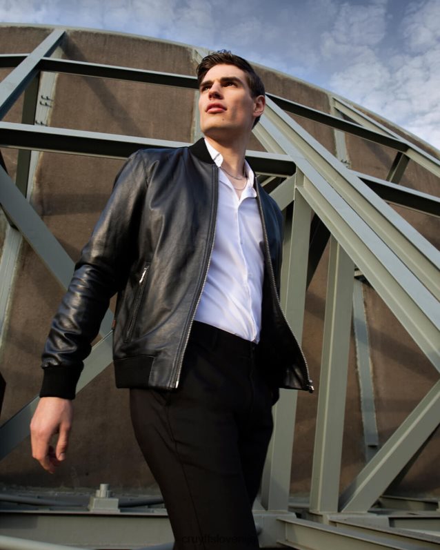 jakna julio usnjena bomber jakna Cruyff 8BPFJV779 moški Črna