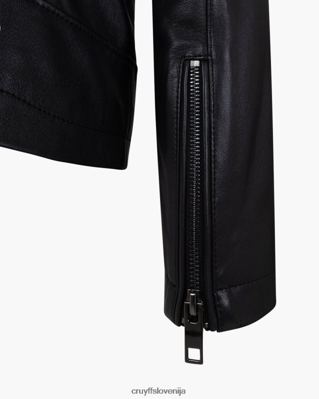 jakna usnjena kolesarska jakna cristobal Cruyff 8BPFJV690 moški Črna