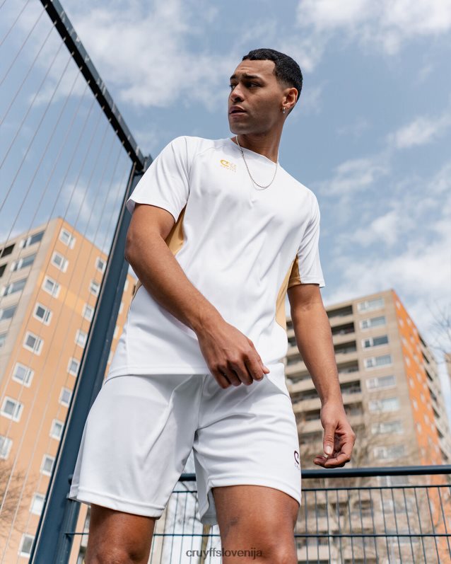 majica s kratkimi rokavi tech turn majica Cruyff 8BPFJV630 moški bela/zlata