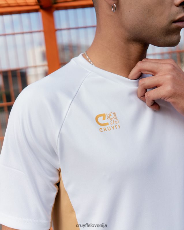 majica s kratkimi rokavi tech turn majica Cruyff 8BPFJV630 moški bela/zlata