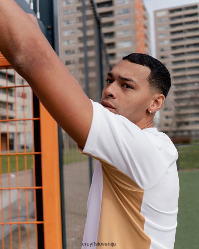 majica s kratkimi rokavi tech turn majica Cruyff 8BPFJV630 moški bela/zlata