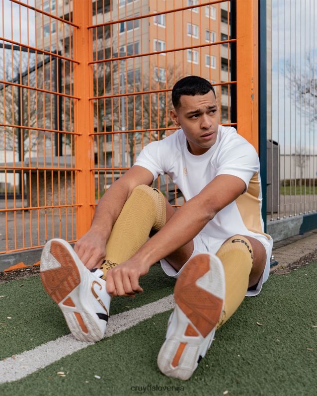 majica s kratkimi rokavi tech turn majica Cruyff 8BPFJV630 moški bela/zlata