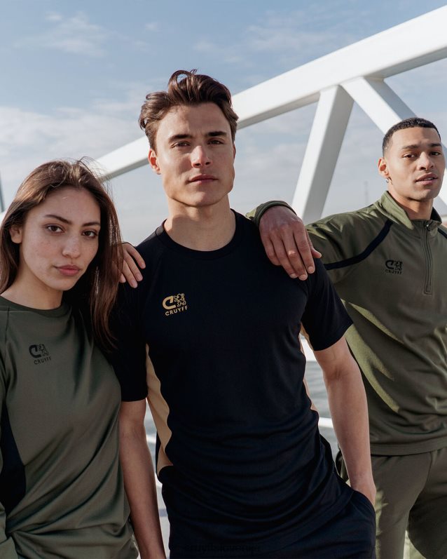 majica s kratkimi rokavi tech turn majica Cruyff 8BPFJV634 moški črna/zlata