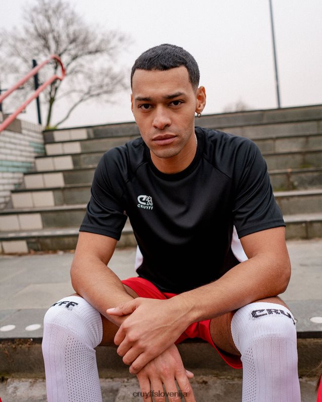 majica s kratkimi rokavi tech turn majica Cruyff 8BPFJV686 moški črnobela