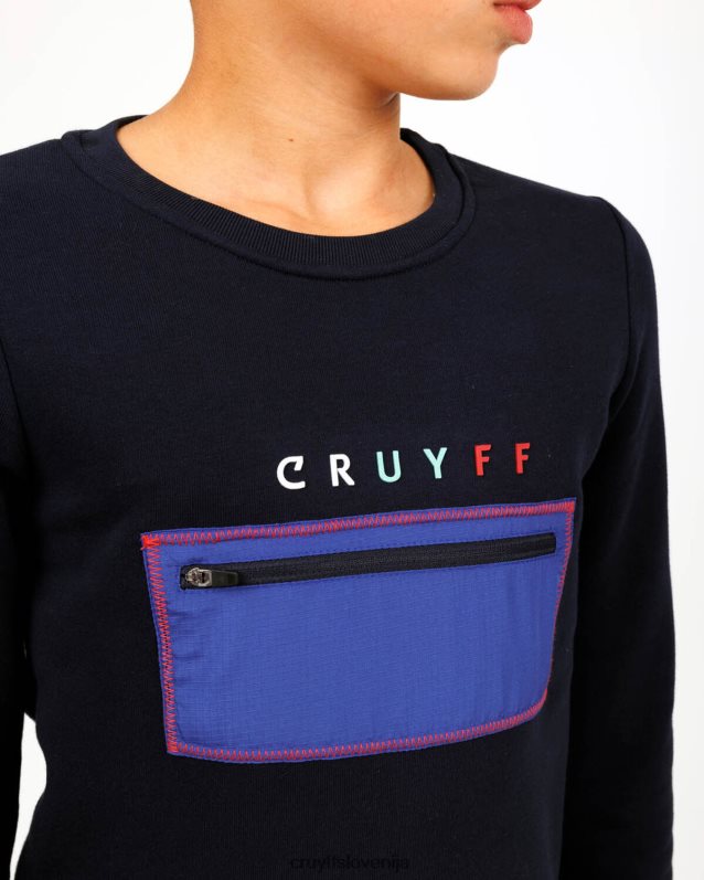 pulover strižnik z ovratnikom Cruyff 8BPFJV1165 mlajši mornarica